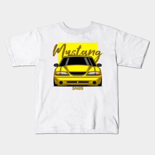 Front Yellow MK4 Stang Muscle Kids T-Shirt